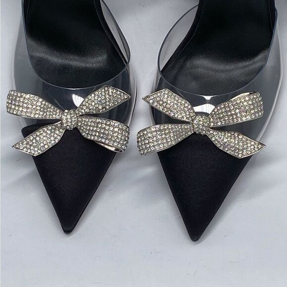 Christian Louboutin ASTRINODO DU DESERT Crystal Bow Silk Tie Heels size 39 - Picture 5 of 11